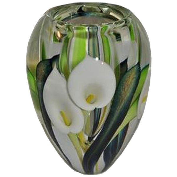 white calla lilies in vase White Double Calla Lily Vase