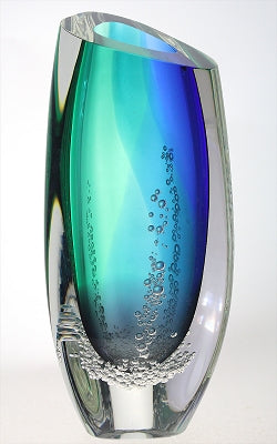 Medium Triangle Blue Multicolor Vase