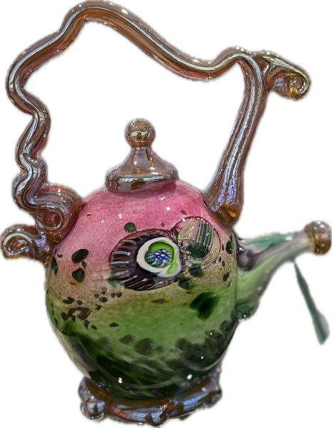 Teapot Sculpture -Pink & Green