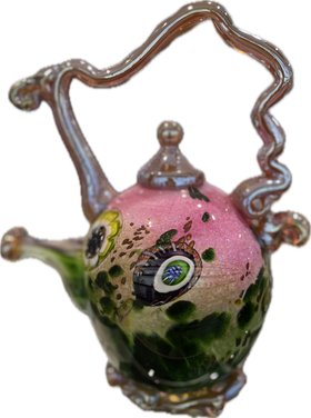 Teapot Sculpture -Pink & Green