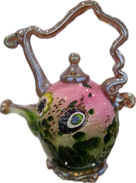 Teapot Sculpture -Pink & Green