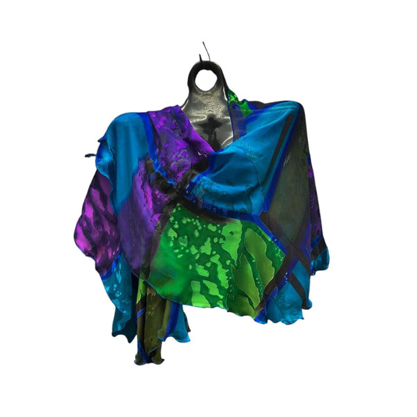 Blue, Purple & Green Swirl Shawl