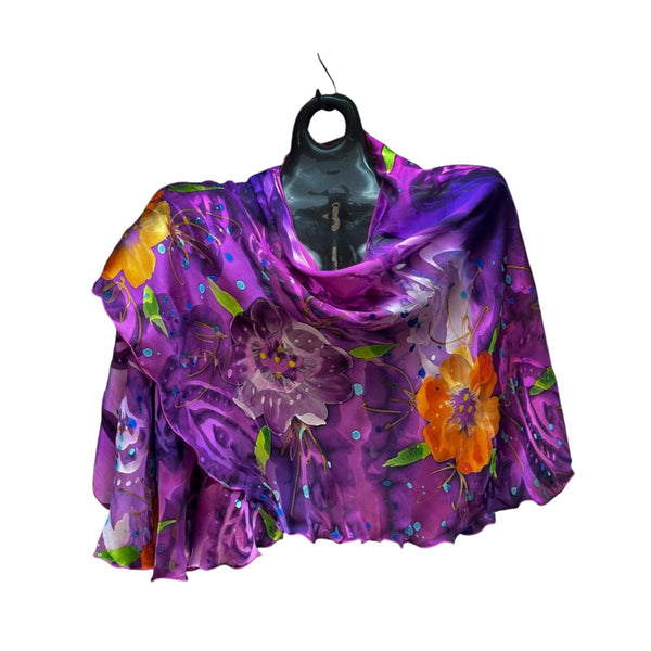 Purple Floral Swirl Shawl