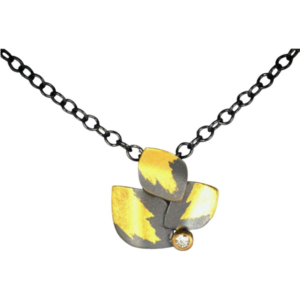 Triple Leaf with Diamond Necklace