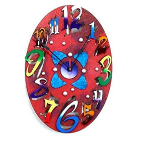 Large Oval Red Clock