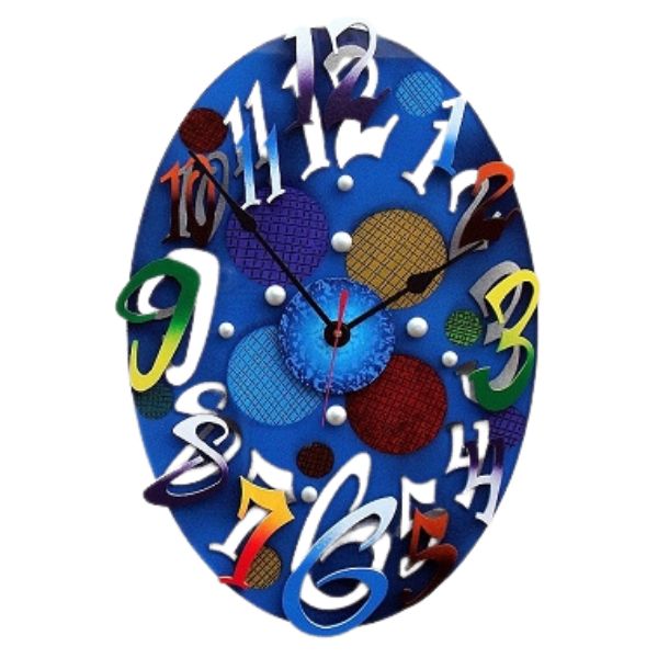 Small Time Modern Oval Blue Clock