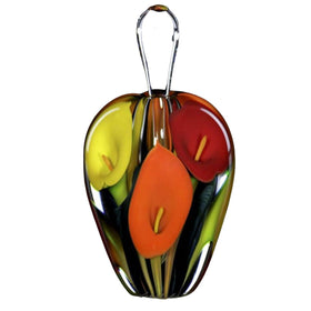 Tri-Color Red & Orange Calla Lily Perfume Bottle