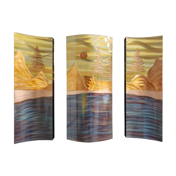 Mountain Lake Tryptic 26x36