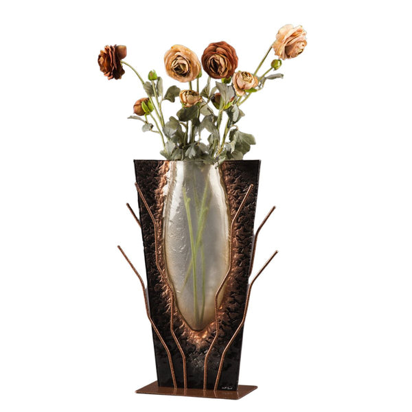Slumped Glass Vase in Black Marble