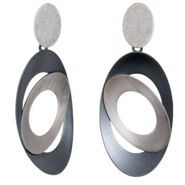 Cut Out Ovals Earrings in Sterling with Oxidized Silver