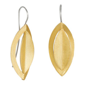 Geometric Leaf Earrings in Gold Plated Sterling