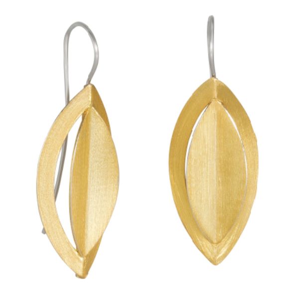 Geometric Leaf Earrings in Gold Plated Sterling