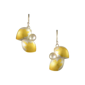 Small Nestled Pearl  Earrings