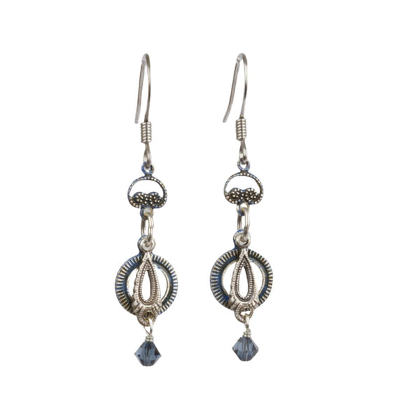 Dangle Earring with Blue Gem