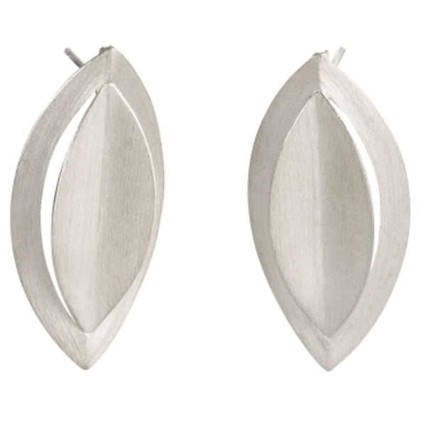 Geometric Leaves Earrings in Sterling