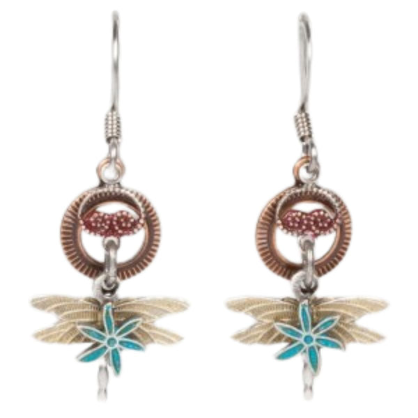 Dragonfly with Blue Flower Earring