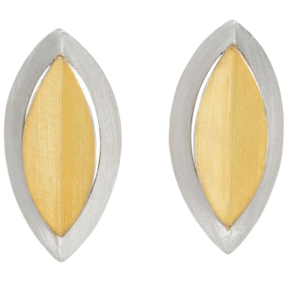 Geometric Leaves Earrings in Sterling with Gold Plate