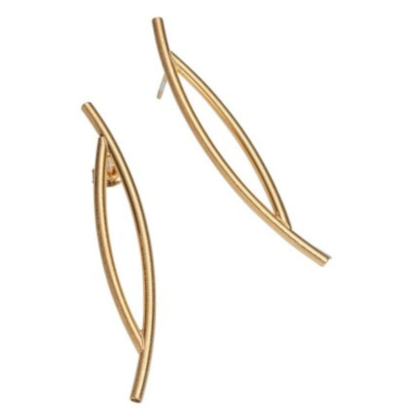 Marquise Post Earrings in Sterling Silver with Gold Plate