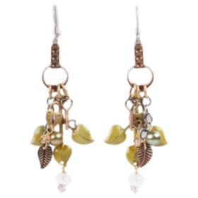 Triple Green Leaves Earring