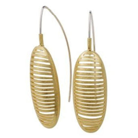 Ribbed Oval Earrings in Gold Plated Sterling Silver