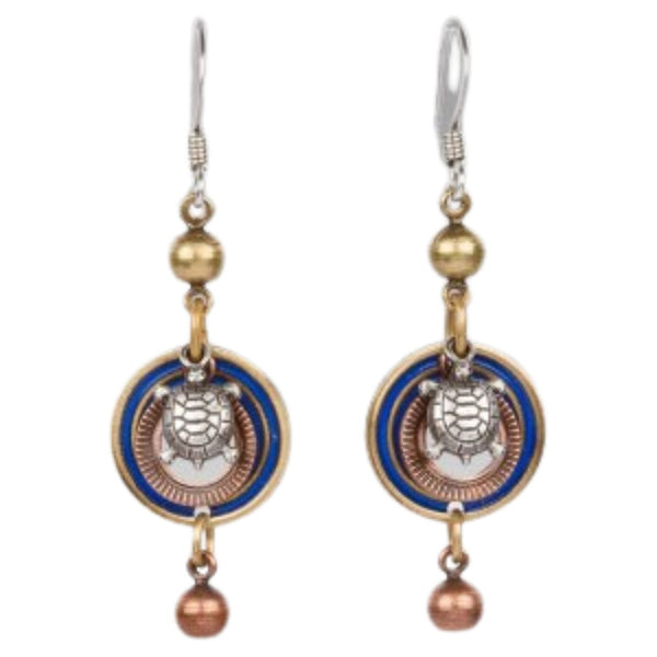 Turtle in Layered Circle Earring