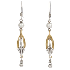 Two Tone Oval Dangle Earring