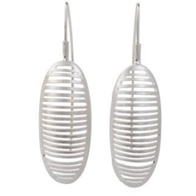 Ribbed Oval Earrings in Sterling Silver