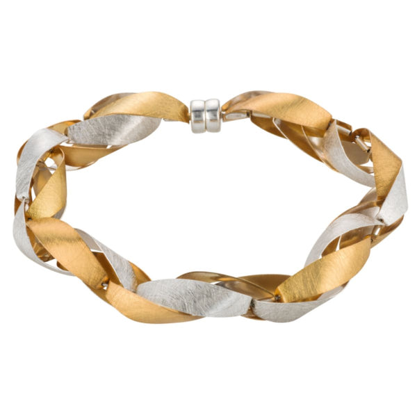 Ribbon Bracelet in Gold Plated Sterling with Sterling Silver