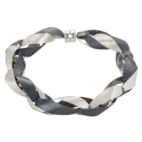 Ribbon Bracelet in Sterling with Oxidized Silver