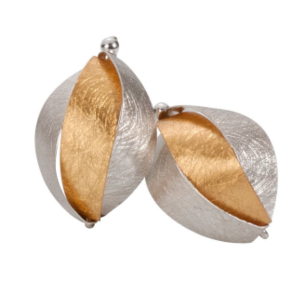 Ribbon Earrings in Sterling with Gold Plate