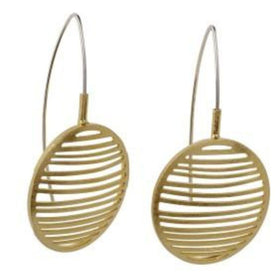 Small Ribbed Oval Earrings in Gold Plated Sterling Silver
