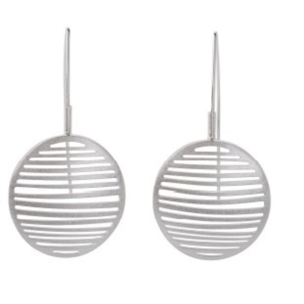 Small Ribbed Oval Earrings in Sterling Silver