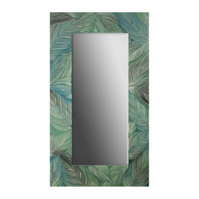 Blue Green Leaf Mirror 20" x 42"