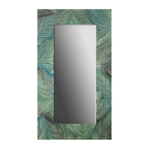 Blue Green Leaf Mirror 20" x 42"