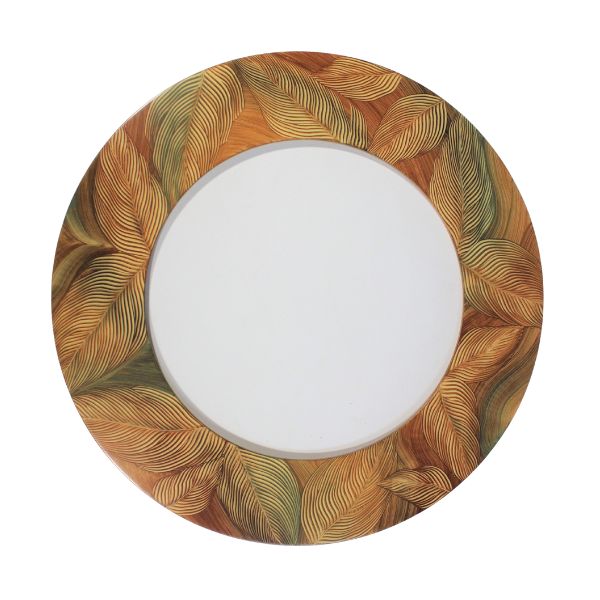 Brown Sage Leaf Mirror 28" Diameter Round