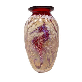 Seahorse Small Glass Vase in Red - Bendzunas Glass