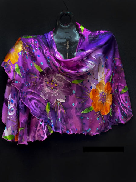Purple Floral Swirl Shawl