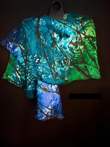 Blue, Green & Purple Swirl Shawl