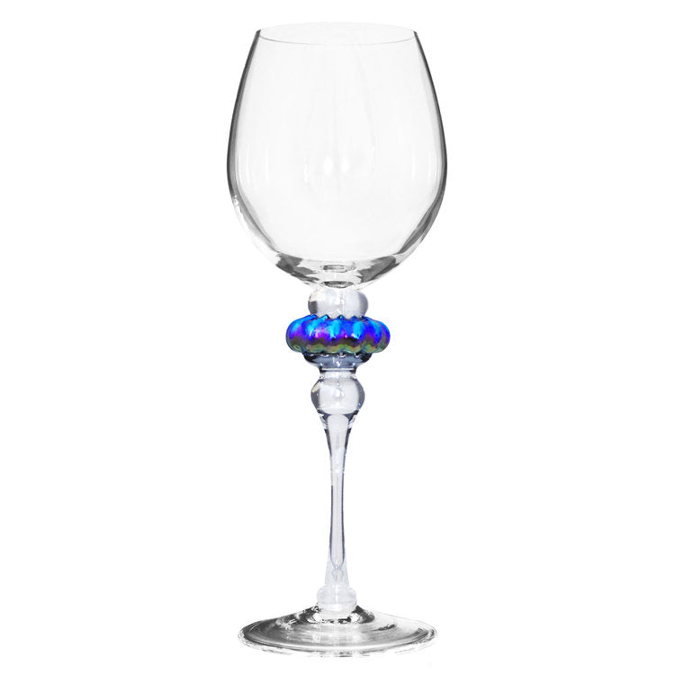 Hand Blown Wine Glasses with Colorful Stems