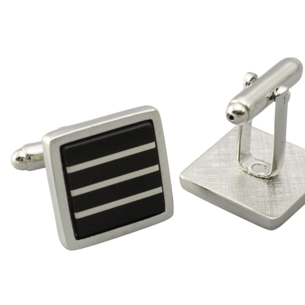 Cuff Link Wood Argentium Horizontal