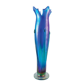 Iridized Flower Vase - Blue