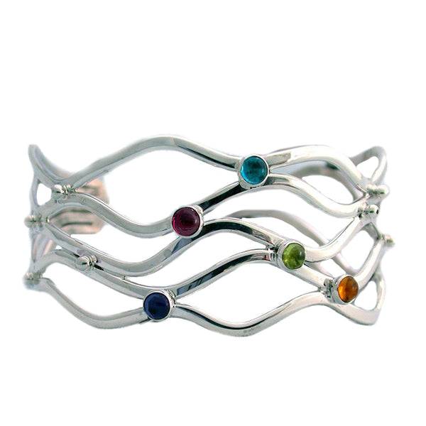 Five Strand Cuff with Five Stones - Jill O'Reilly