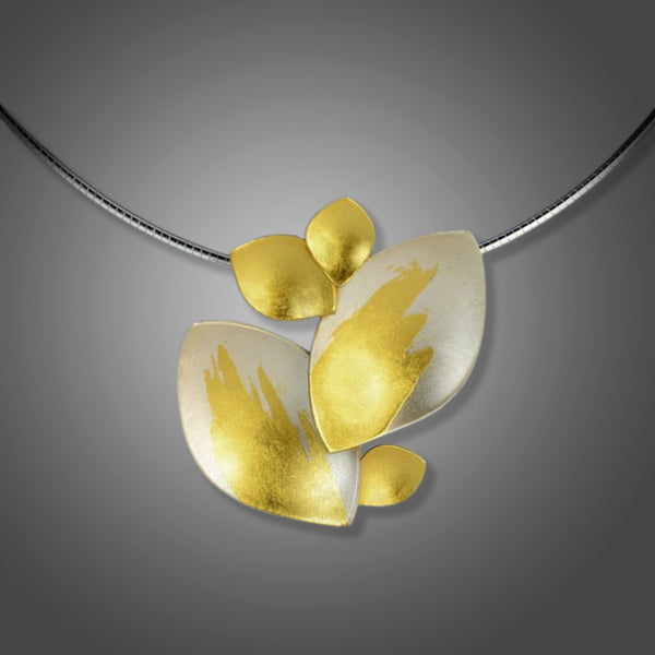 2 Leaf with 3 Buds Gold Splash Necklace