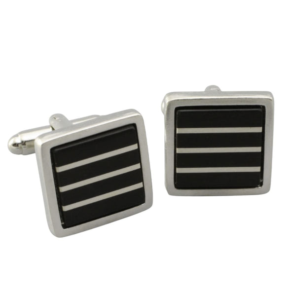 Cuff Link Wood Argentium Horizontal