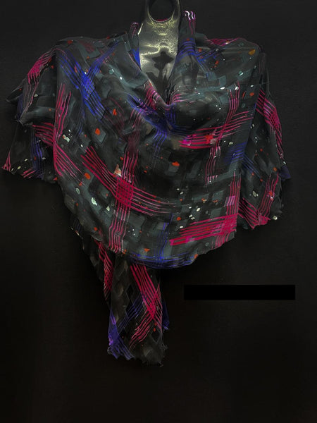 Black, Pink & Purple Swirl Shawl