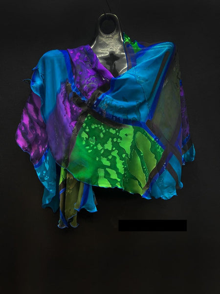 Blue, Purple & Green Swirl Shawl