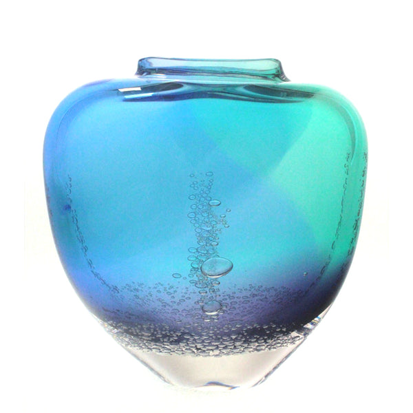 Sea Foam Flat Vase Blue Multi - Buzz Blodgett