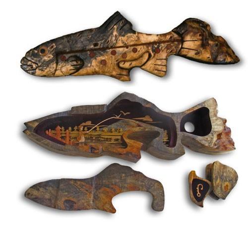 Gone Fishing Trout Puzzle Box - An American Craftsman