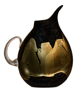 Flat Glass Pitcher in Black & Gold - Art Of Fire