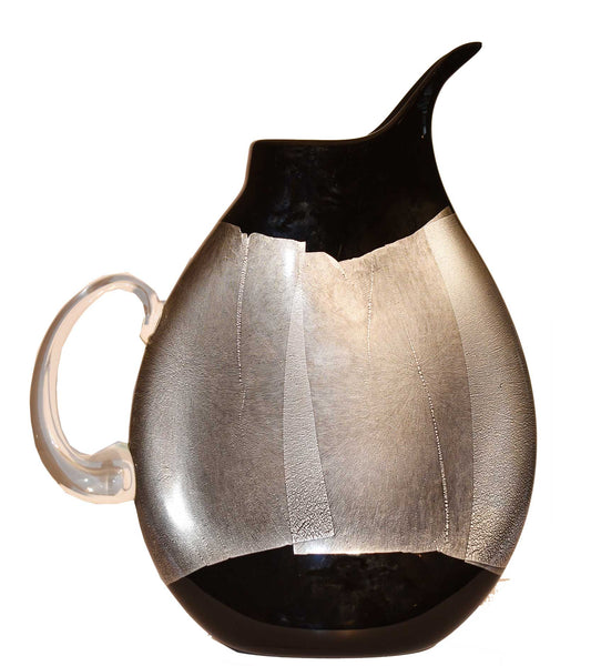 Flat Glass Pitcher in black & silver - Art Of Fire